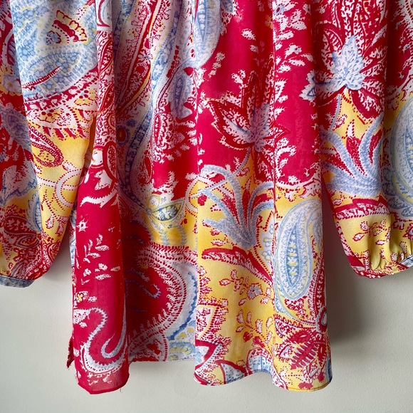 Chaps Multi Color Paisley Print Scoop Neck Blouse Top ~ Size Medium - Picture 3 of 16
